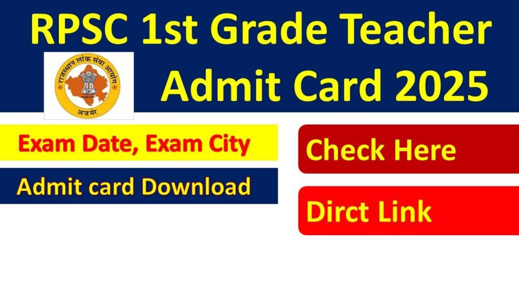 Rajasthan 1st Grade Teacher Admit Card 2025