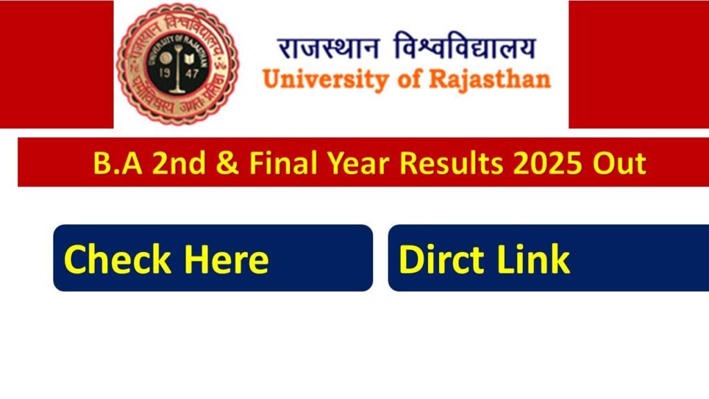 Rajasthan University B.A 2nd & Final Year Result 2025