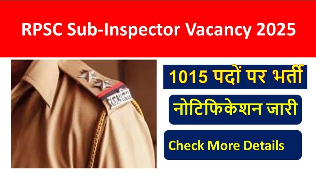 RPSC Sub-Inspector Vacancy 2025