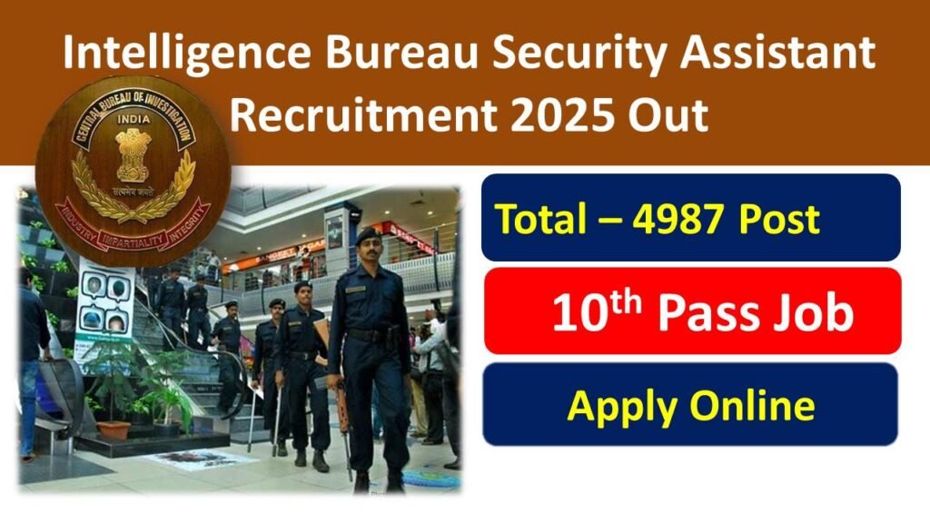 Intelligence Bureau Security Assistant Recruitment 2025 - इंटेलिजेंस ब्यूरो सिक्योरिटी असिस्टेंट भर्ती आवेदन शुरू