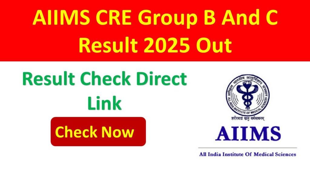 AIIMS CRE Group B And C Result 2025 Out