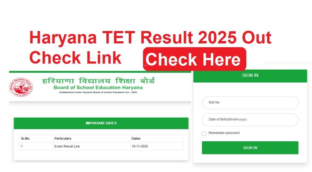 Haryana TET Result 2025 Out Check Link @bseh.org.in