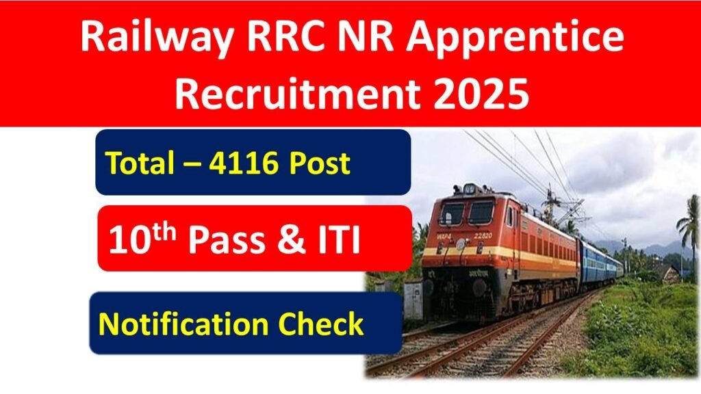 Railway RRC NR Apprentice Recruitment 2025 Notification Out, Apply For 4116 Post