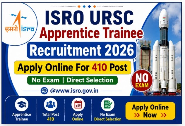 ISRO URSC Apprentice Trainee Recruitment 2026 Apply Online For 410 Post