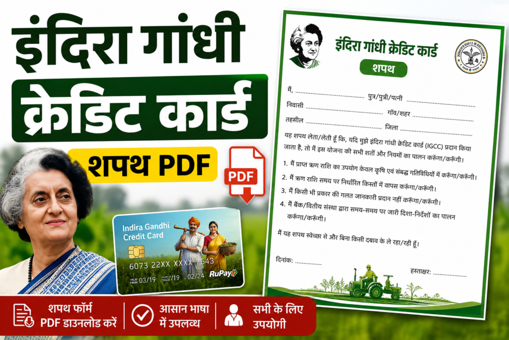 Indira Gandhi Credit Card Affidavit Format इंदिरा गांधी क्रेडिट कार्ड शपथ पीडीएफ फॉर्मेट