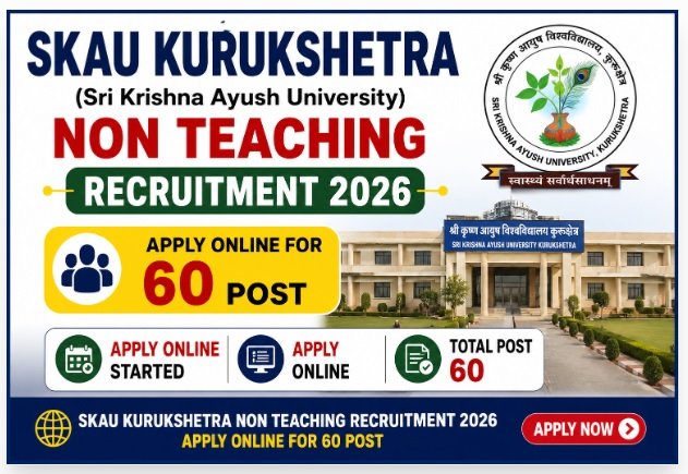 SKAU Kurukshetra Non Teaching Recruitment 2026 Apply Online For 60 Post