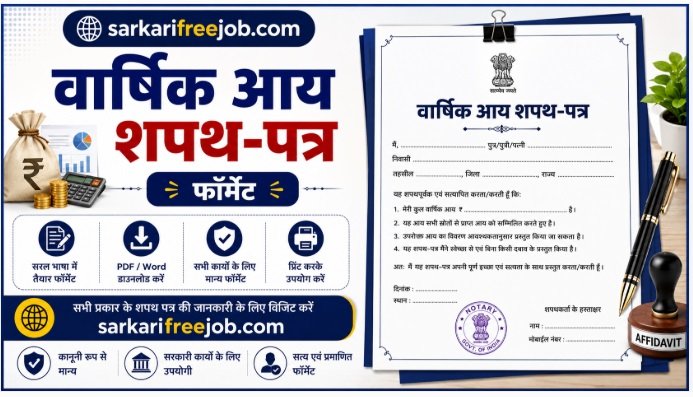 वार्षिक आय शपथ-पत्र फॉर्मेट | Annual Income Affidavit Format