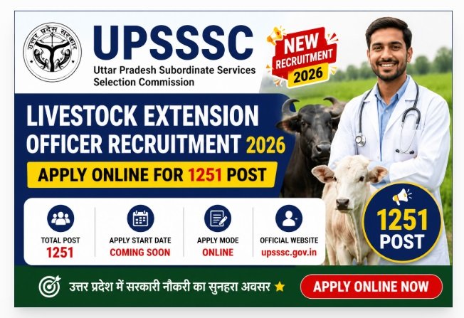 UPSSSC Livestock Extension Officer Recruitment 2026 Apply Online For 1251 Post