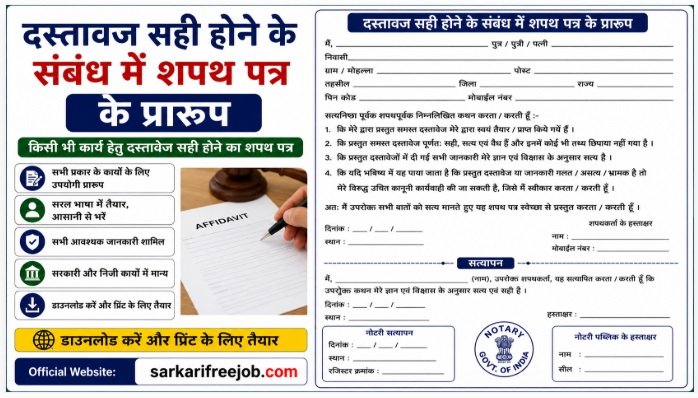 Govt Job Joining Document Verification Affidavit Format